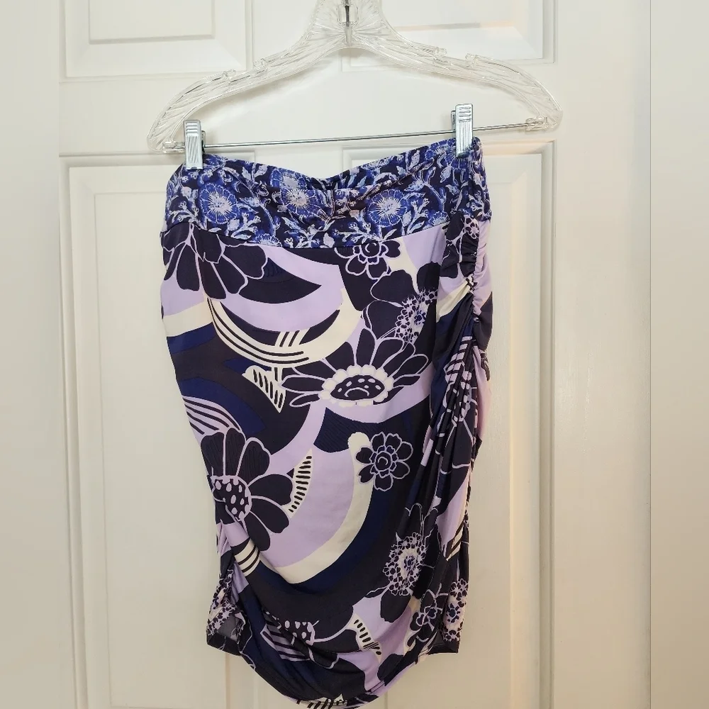 Free People She Is Something Else Mini Tulip Skirt Size Large Plum Combo Beach